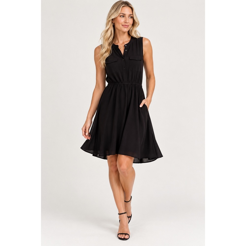 Madewell 1937 Black 100% Silk Sleeveless Utility Dress Size M